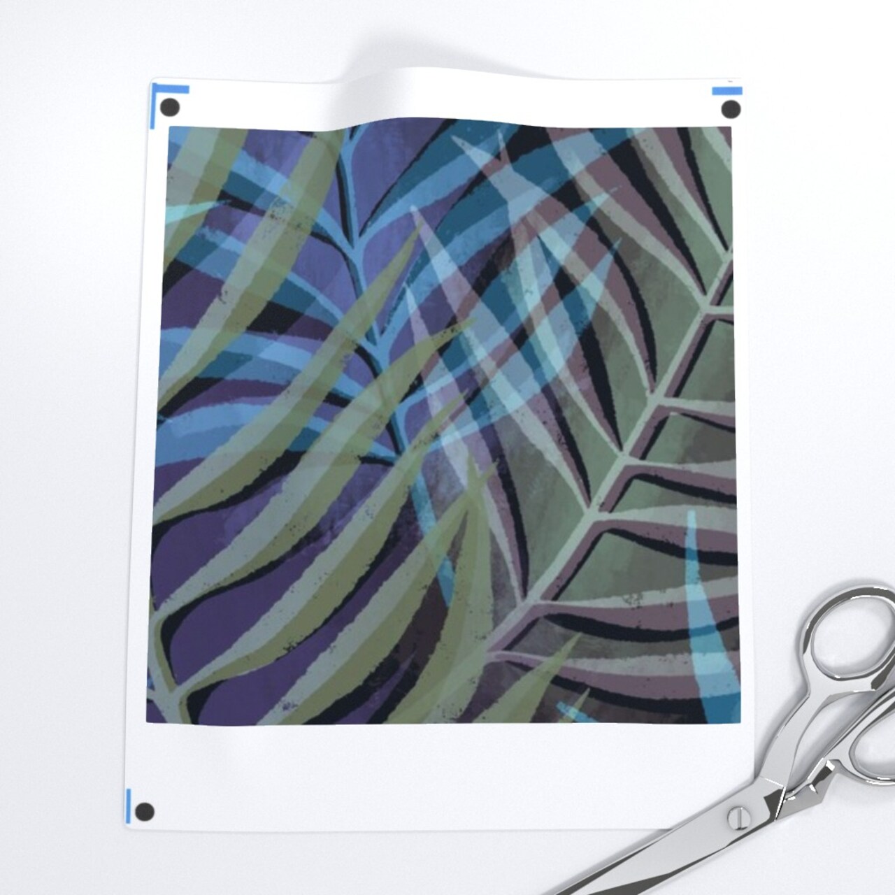 Jewel Tone Palm Tropical Foliage Rainforest Summer Purple Blue Green Large Scale Custom Printed Fabric by Spoonflower Various Fabrics by the Yard or Fat Quarter